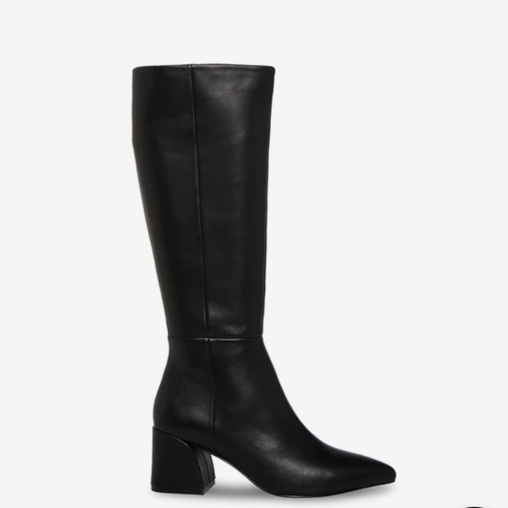 BRAND NEW Steve Madden Montana Black Leather Knee High Boots Size 11 never worn